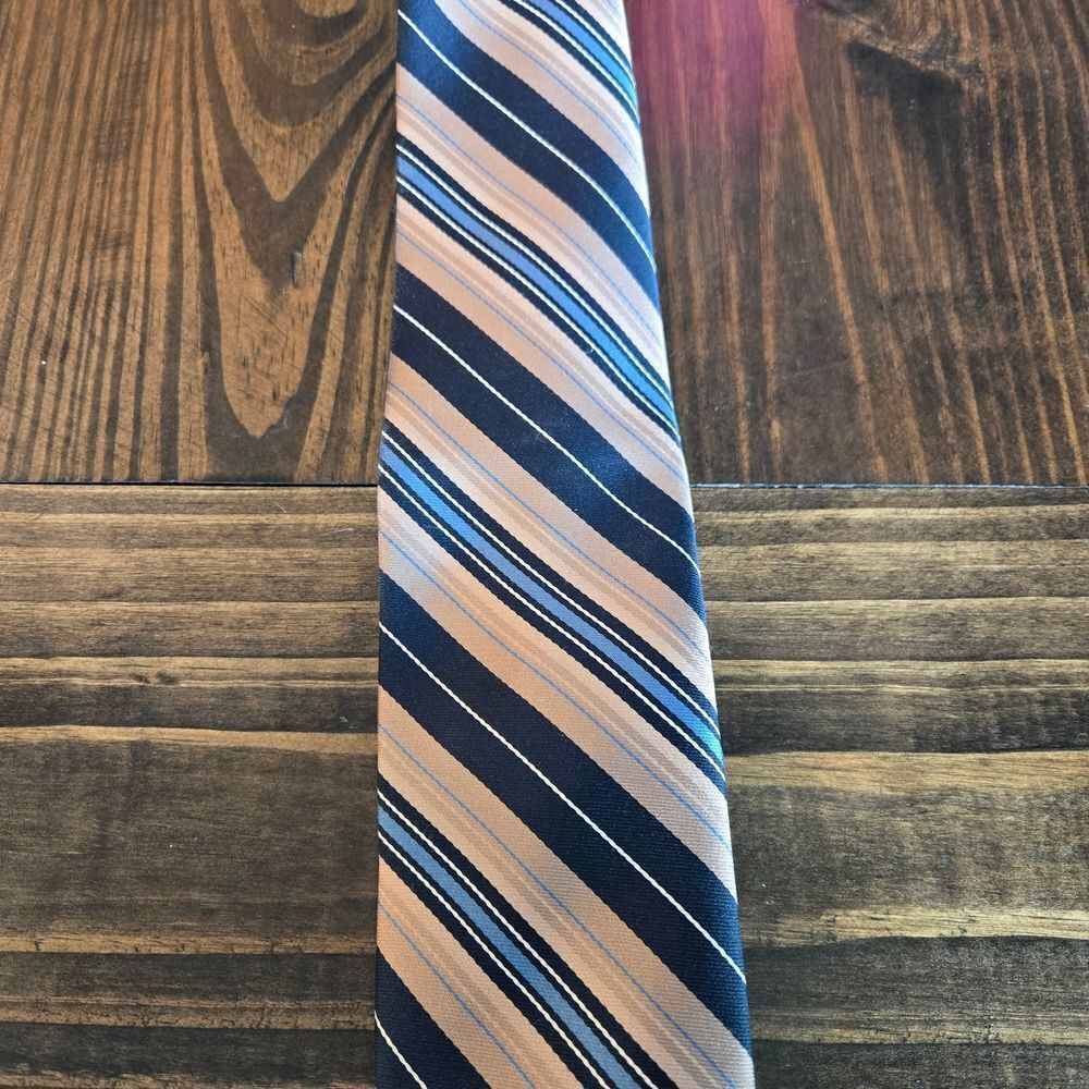 Givenchy Navy and Tan Striped Tie